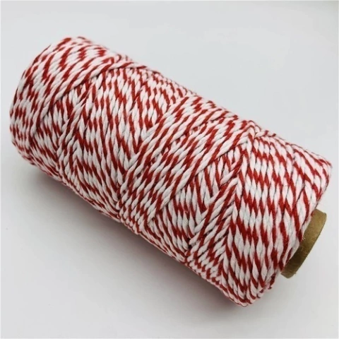 Barbante Twine Bicolor Vermelho Branco Artesanato 100m