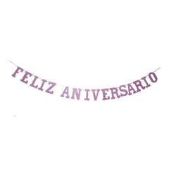 Faixa Feliz Aniversario Rose Gold Ouro Prata Decoração de Festas Escrita Feliz aniversario Bandeirinha de Aniversario co - comprar online