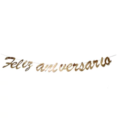 Faixa Feliz Aniversario Rose Gold Ouro Prata Decoração de Festas Escrita Feliz aniversario Bandeirinha de Aniversario co