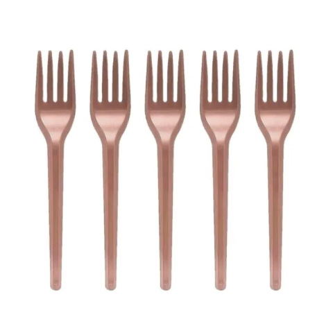 Garfo Descartável Para Festas Rose Gold Perolado 25 UN. Garfo Rose Gold Luxo festas