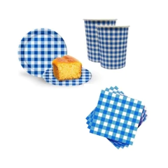 Kit Descartável Xadrez 16 Copos + 20 Prato Xadrez + 50 Guardanapo Xadrez Festa Junina Festa Aniversário Infantil Fastas - loja online