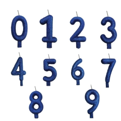 Vela Cintilante Glitter 1 UNIDADE Vela de Aniversário com Glitter Vela de Bolo Vela Número Festas COR: Azul na internet