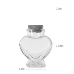 Pote de Vidro Coração com tampa de rolha 70ml Potinho de Coração decoração Artesanato - comprar online