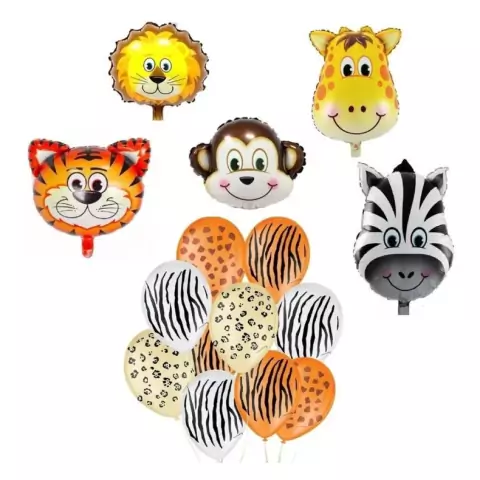 Kit 30 Balões De Festa Safari Balão Metalizado Safari Bichos Festa Floresta Animais Safari Aniversário