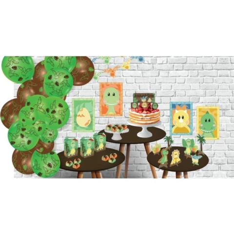 Festa Dino Baby 89 peças Kit Festa Só Um bolinho Dino Baby Festa Aniversário Dinossauro Baby DinoBaby Dino Decoração de