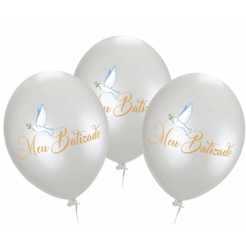 Balão Batizado Bexiga Batismo 25 Unidades Decoração Meu Batizado Balão Batizado