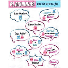 Plaquinha Chá Revelação 10 Unidades Placas para Fotos Chá de Revelação Plaquinho Divertida - comprar online