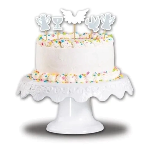 Topo de Bolo Batizado 05 Peças Decoração Batismo Celebração Eucaristia