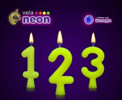Vela Amarelo Neon Números 01 Unidade Vela de Aniversário Festa Néon