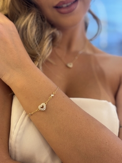 Pulseira coração zircônia PL0058 - Ellegance bijoux