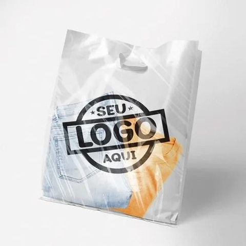 Sacola Plástica com Alça Vazada - Transparente
