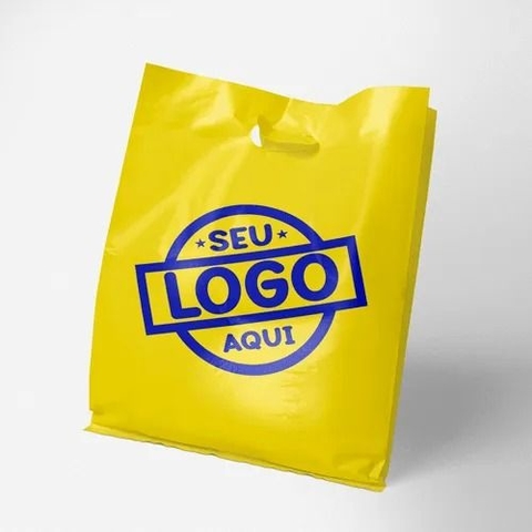 Sacola Plástica com Alça Vazada - Amarela