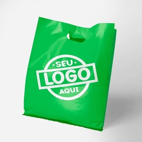 Sacola Plástica com Alça Vazada - Verde