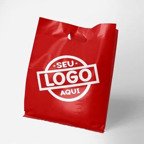 Sacola Plástica com Alça Vazada - Vermelha