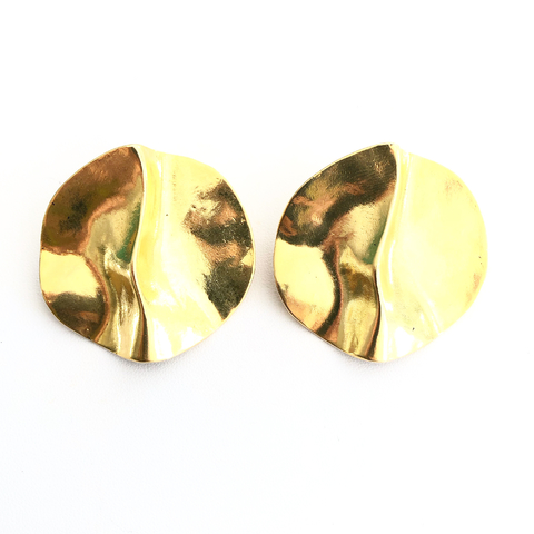 BRINCO BOTÃO ARTICULADO FOLHEADO A OURO VINTAGE