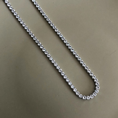 CHOKER RIVIERA CRISTAL FOLHEADA A PRATA