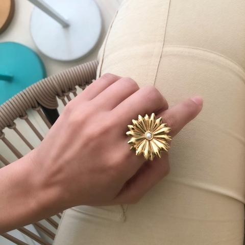 ANEL CARMÉLIA REGULÁVEL FOLHEADO A OURO VINTAGE