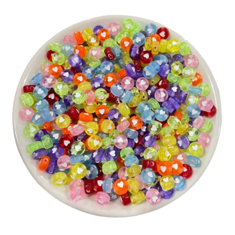 MIÇANGA CORAÇÃO TRANSLUCIDO COLORIDO - 70 UNIDADES