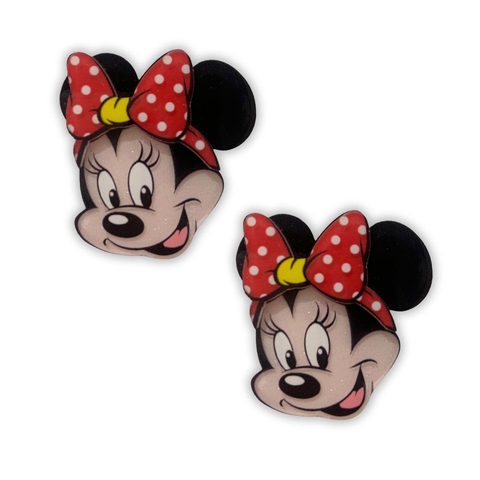 APLIQUE MINNIE LAÇO VERMELHO ACRÍLICO - 2 UNIDADES