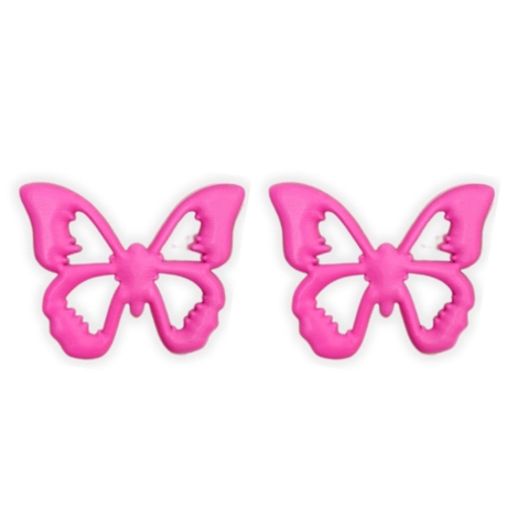 APLIQUE BORBOLETA ROSA PINK C/ FUNDO TRANSPARENTE - 2 UNIDADES