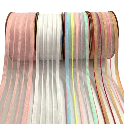 FITA DE ORGANZA LISTRADA SINIMBU (38MM) - 1 METRO