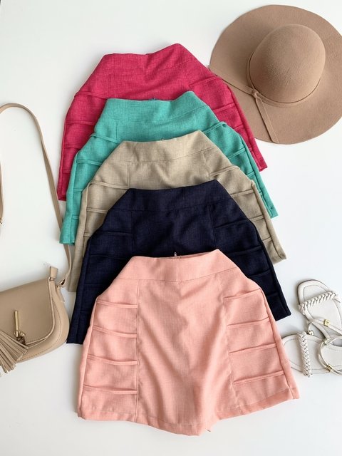 Short Saia Linho Viés