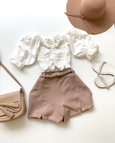 Cropped Lastex Branco
