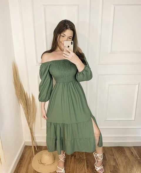 Vestido Safira Verde militar