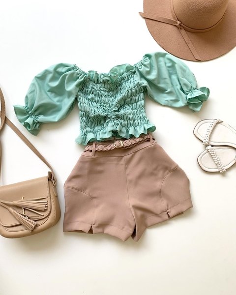 Cropped Lastex verde menta