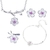 Set Collar Aros, anillo y Pulsera Flor Violeta (Plata 925)