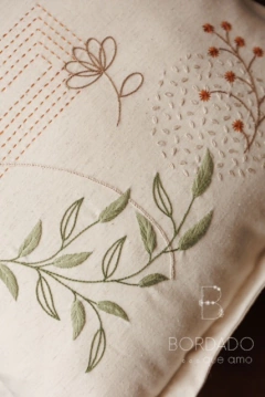 Kit de Bordado FOLHAS - LINHO NATURAL (incluso linho do verso para montar) - loja online