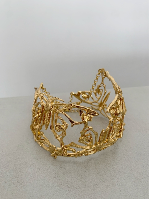 Brazalete para bicep dorado con mariposas calado (ajustable)
