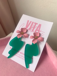 Aros de diseño propio verde con rosado