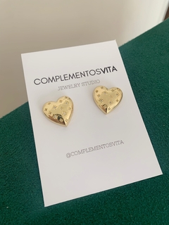 Aros de acero dorado por par corazones con cubics