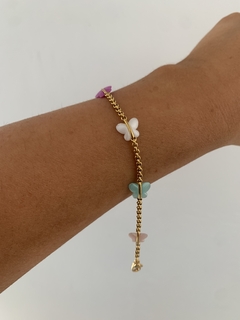 Pulsera de acero dorado mariposas