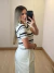 BLUSA MODAL SUZANE LISTRADA - OFF/PRETO na internet