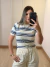 BLUSA MODAL SUZANE LISTRADA - OFF/AZUL