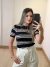BLUSA MODAL SUZANE LISTRADA - PRETO - comprar online