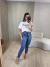 T SHIRT CROPPED OVERSIZED AMALFI | IVANA DINIZ BRAND - OFF/AZUL - comprar online