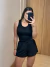CONJUNTO FITNESS SHORT DUPLO COM BOLSO E BLUSA ALGODÃO COM BOJO - PRETO - loja online