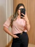 T-SHIRT MALHA IMPORTADA COM RENDA GUIPIR - ROSA - loja online
