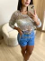 CONJUNTO HOT PANT METALIZADO - PRATA - comprar online