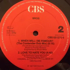 Vinilo Bros When Will I Be Famous? Maxi Cbs Holandes 1987 Nm - BAYIYO RECORDS