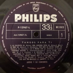 Vinilo Andre Y Su Conjunto Tangos Para Ti Lp Arg 1967 - BAYIYO RECORDS