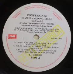 Imagen de Vinilo Lp - Gian Franco Pagliaro - Confesiones 1985 Arg