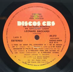 Vinilo Leonard Baccardi En Cualquier Momento, En Cualquier - tienda online