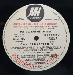 Vinilo Lp - Joan Sebastian - Joan Sebastian 1982 Argentina - tienda online