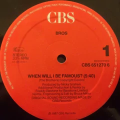 Vinilo Bros When Will I Be Famous? Maxi Cbs Holandes 1987 Nm en internet