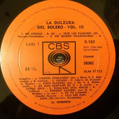 Vinilo La Dulzura Del Bolero Vol. Iii Lp Argentina Cbs - BAYIYO RECORDS
