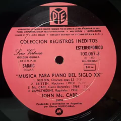 Imagen de Vinilo John Mc. Cabe Musica Para Piano Del Siglo Xx Lp 1973